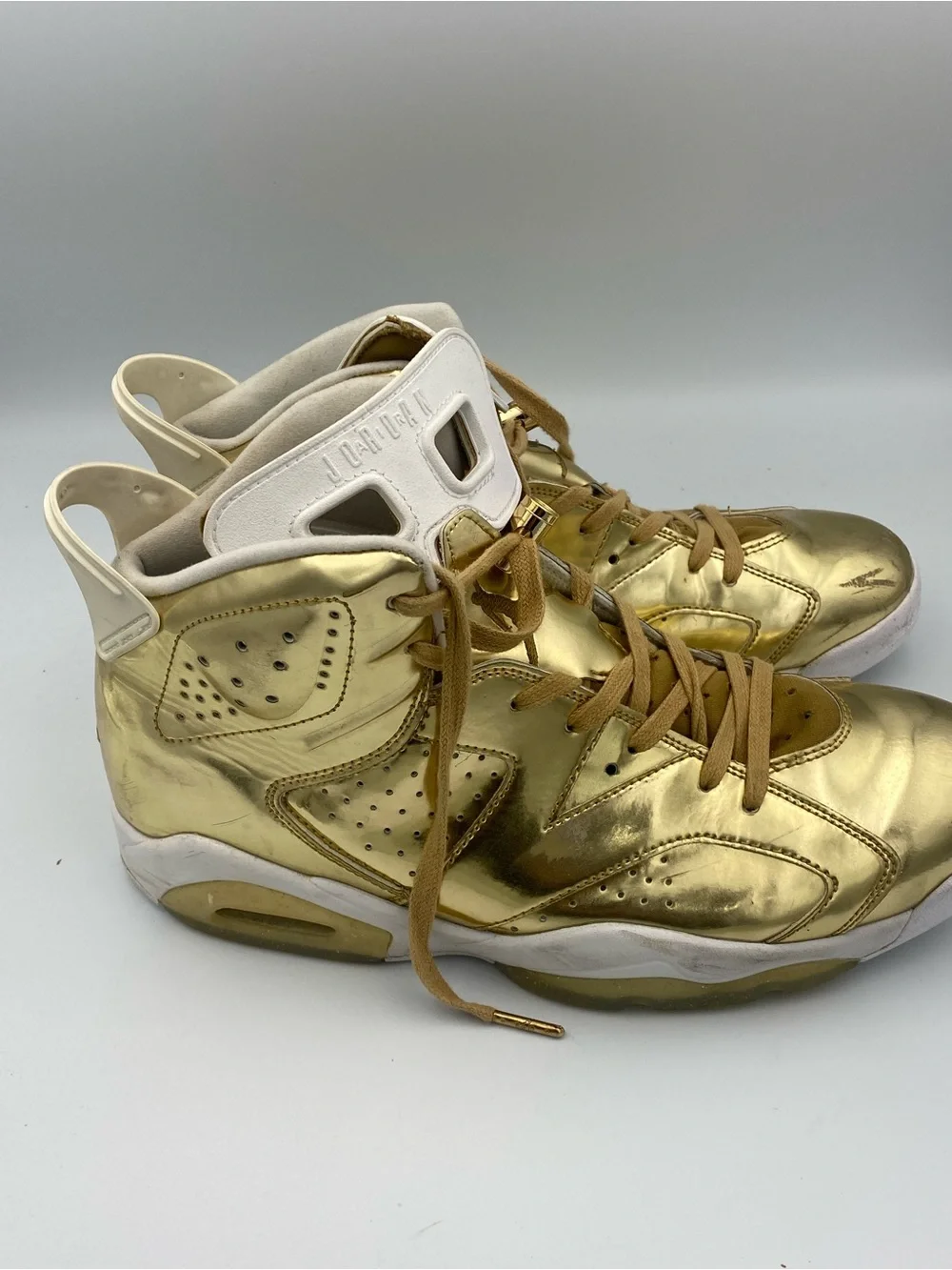 Jordan Metallic Gold High Top Sneakers with White Interior